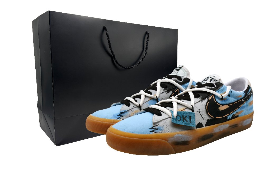 Nike Blazer Highway Journal, Special Box Abrasion Resistant Low Top Skateboard Shoes Unisex Blue