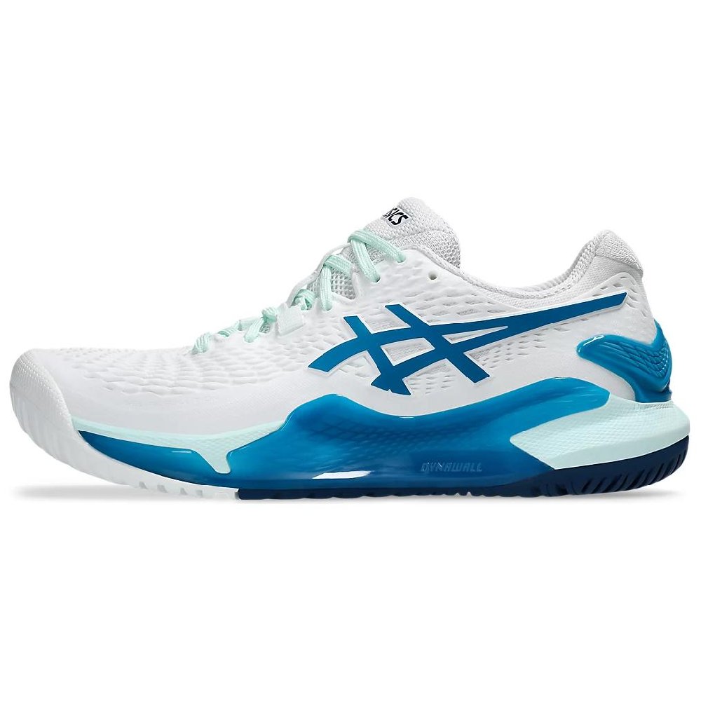 Asics Gel-Resolution 9 Anti-Slip Wear-Resistant Low-Top Tennis Shoes Women's White Cyan