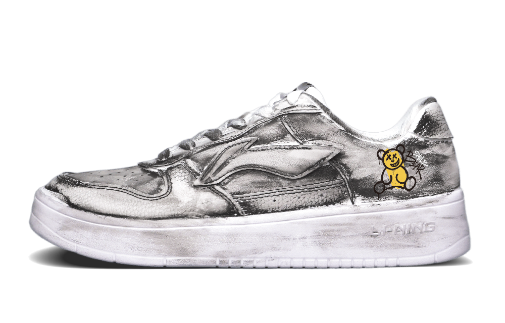 LiNing Pontoon Boats Anti-Slip And Wear-Resistant Breathable Low-Top Skateboard Shoes Men's Gray White