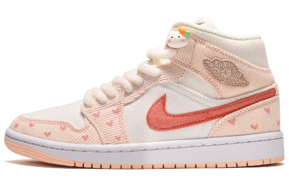 JORDAN Air JORDAN 1 Vintage Basketball Shoes Women's Mid-Top Pink-white-orange