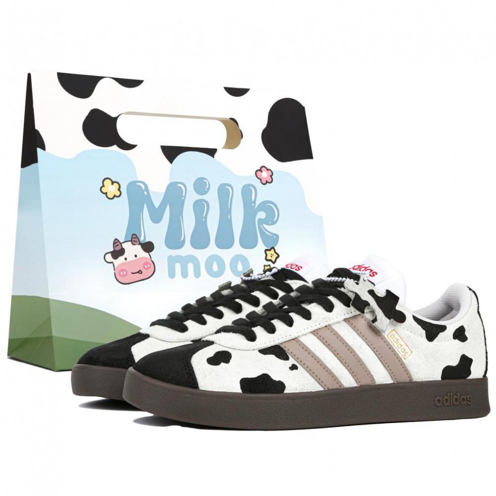 Adidas Neo Vl Court Cow Puppet Slip-Resistant Cushioning Wear-Resistant Low-Top Skateboard Shoes Unisex Black White
