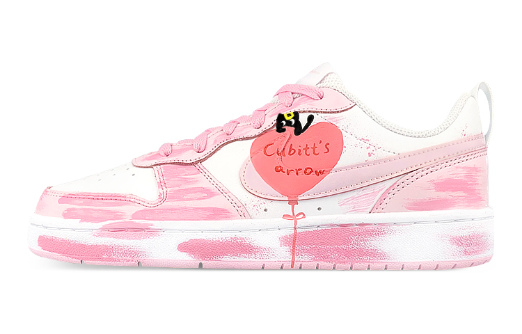 Nike Court Borough 2 Low-Top Skateboard Shoes GS White Pink