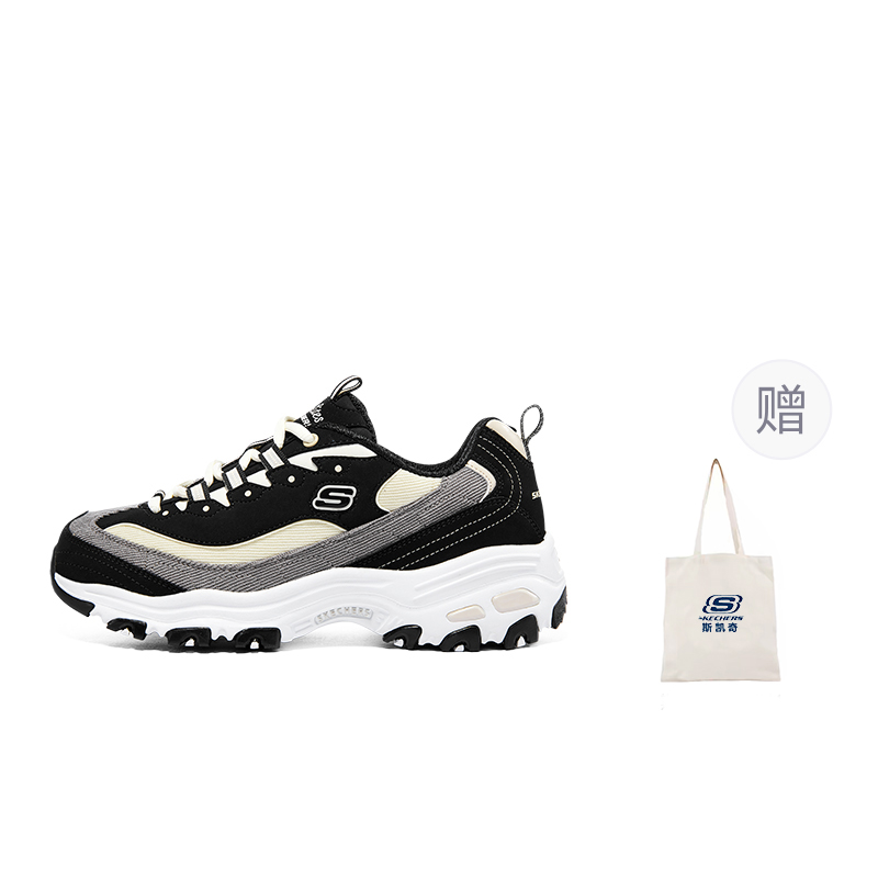 Skechers D'LITES 1.0 Anti-Slip Wear-Resistant Low-Top Chunky Sneakers Women's Black