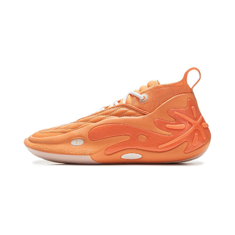 LiNing Wow11 Cushioning Lightweight Rebound Mid-Top Basketball Shoes Men's Cloud Brocade Orange