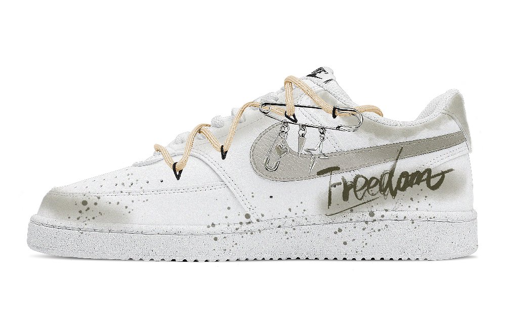 Nike Court Vision 1 The Realm Of Freedom Slip Resistant Low top Skateboard Shoes Men's White Green