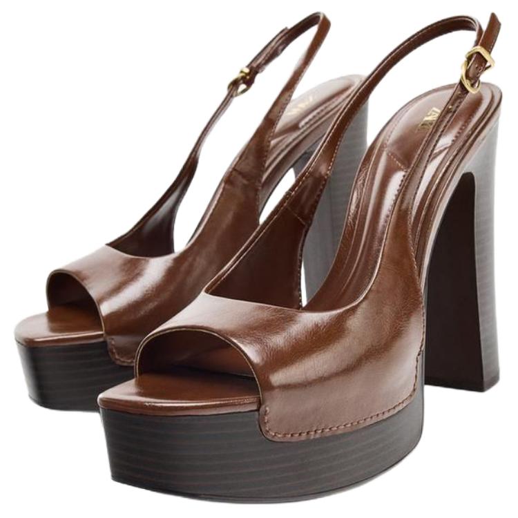 ZARA One Strap Sandals 13.5cm Women's Brown купить в интернет-магазине Yoocart с быстрой доставкой по России.