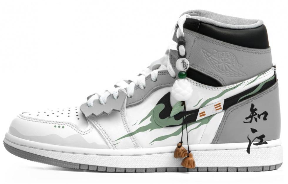 Jordan Air Jordan 1 Cushioning Anti-Slip And Wear-Resistant High-Top Basketball Shoes Unisex White Gray