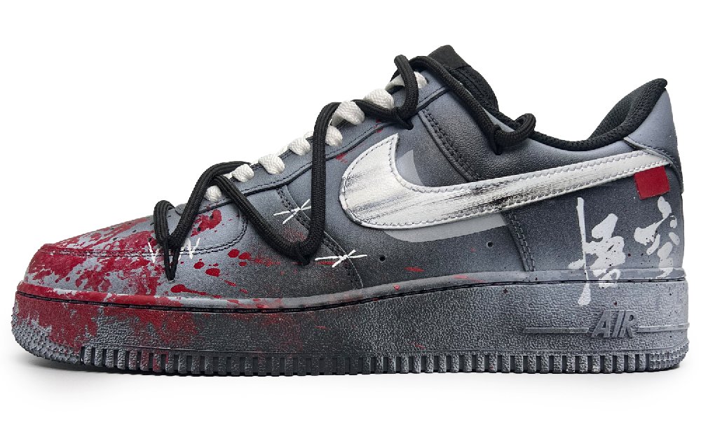 Nike Air Force 1 Black God Goku Slip-Resistant Low-Top Skateboard Shoes Unisex Black Red