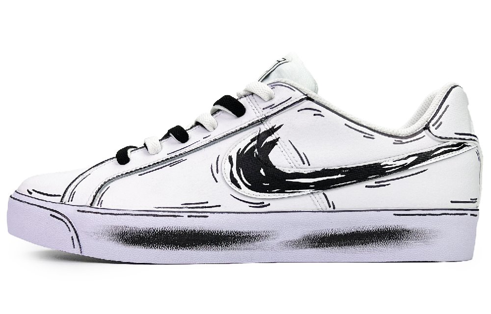 Nike Court Royale Dimensional Corridor Low-Top Skateboard Shoes Unisex Black White