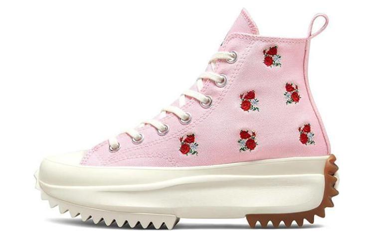 Converse Run Star Hike Platform Hi Embroidered Floral Sunrise Pink