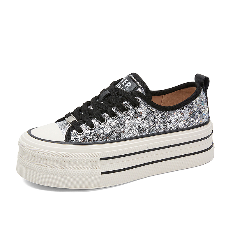 JEEP SPIRIT Fashion Trend Casual Low Top Canvas Shoes Women's Black