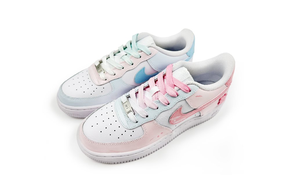 Nike Air Force 1 REGO Hot Dog, Hugging Bear Low Top Skateboard Shoes Unisex White Pink Blue
