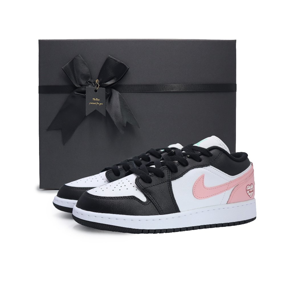 Jordan Air Jordan 1 Love Diary Slip-Resistant Low-Top Skateboard Shoes Women's Black Pink
