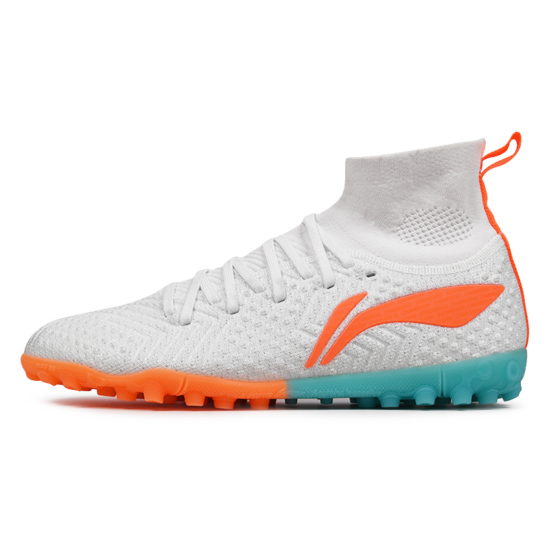 LINING Soccer Shoes Unisex High Top White/Orange