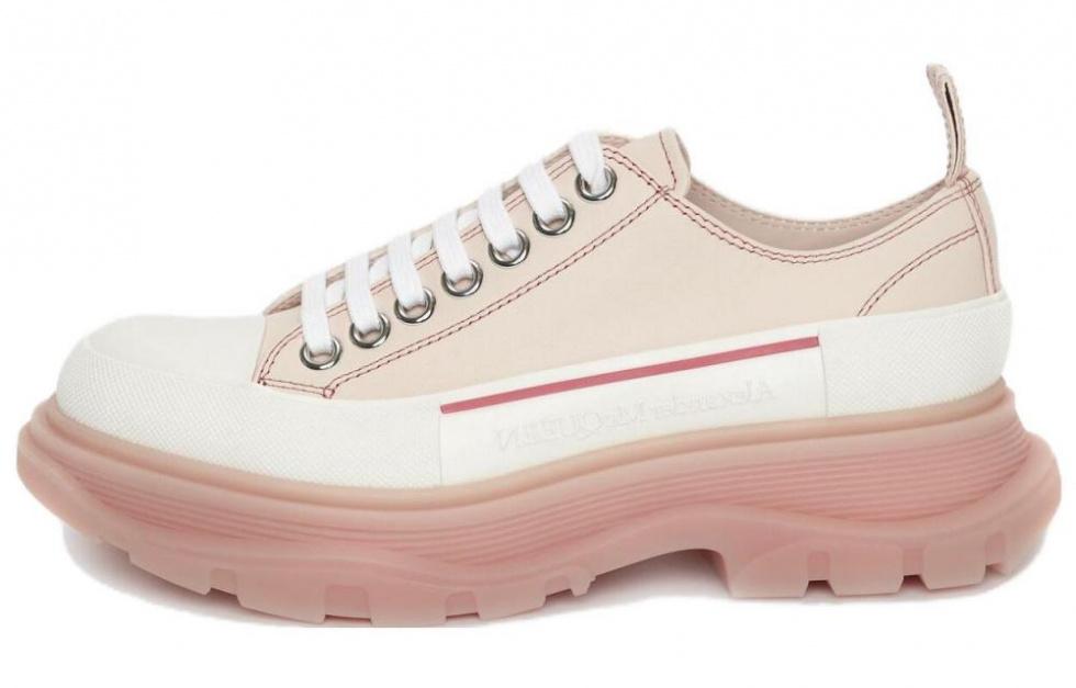 Alexander McQueen Tread Slick Low Lace Up Tea Rose White Women's