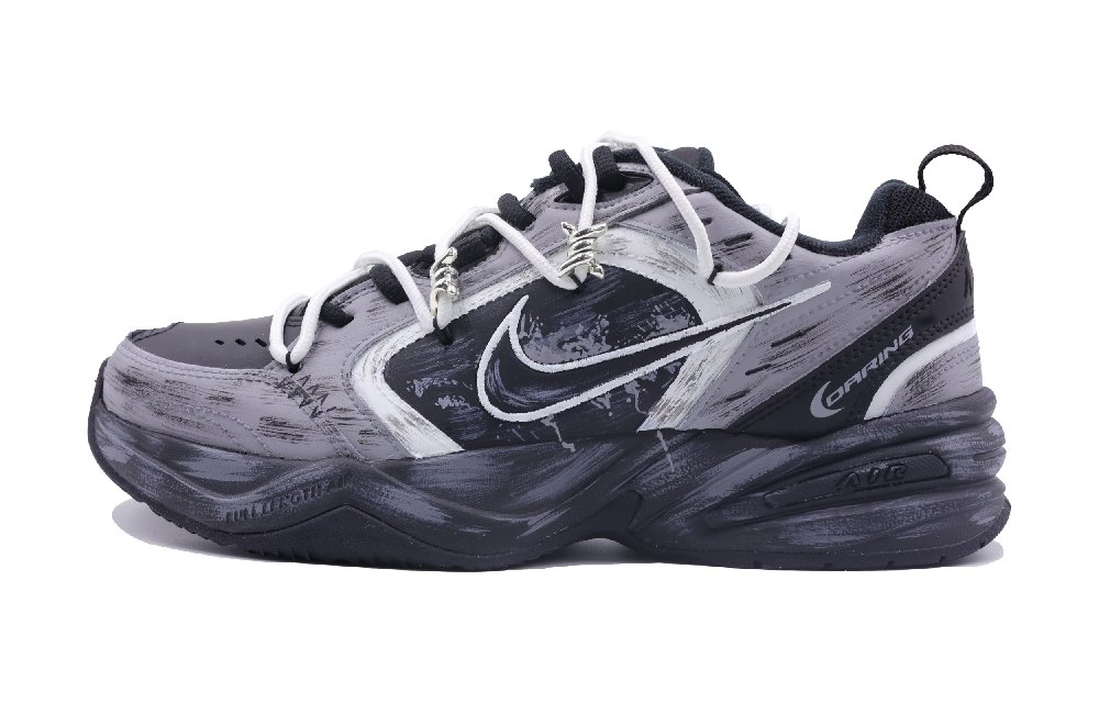 Nike Air Monarch 4 Black Moon Anti Slip Wear Resistant Low Top Chunky Sneakers Unisex Black