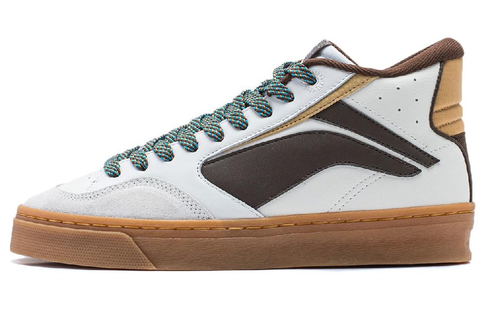 LiNing Wave Slip-Resistant Cushioning Mid-Top Skateboard Shoes Men's White Umber