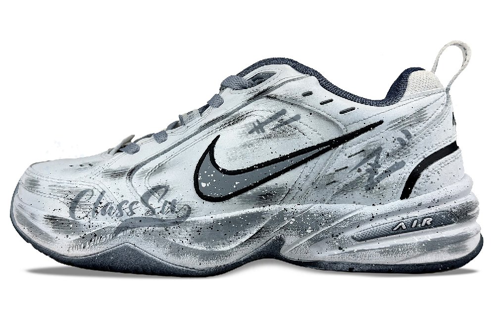 Nike Air Monarch 4 Gray Blue Product Slip Resistant Low Top Chunky Sneakers Unisex Blue Gray