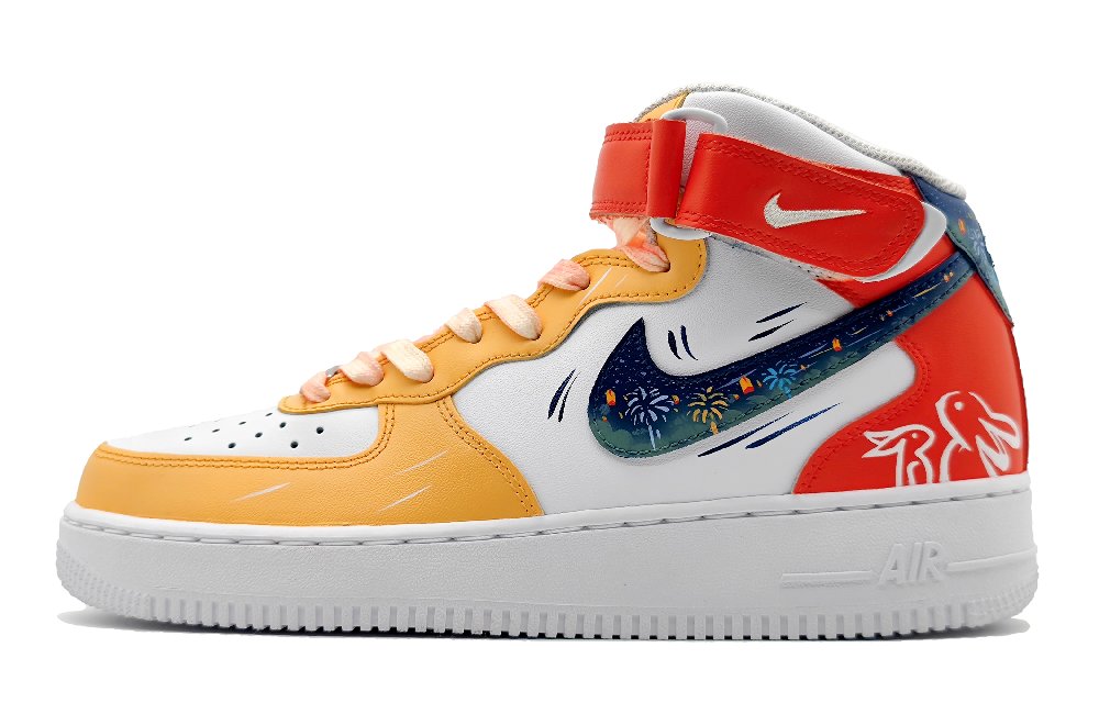 Nike Air Force 1 LE Mid-Top Skateboard Shoes GS Sandy Red