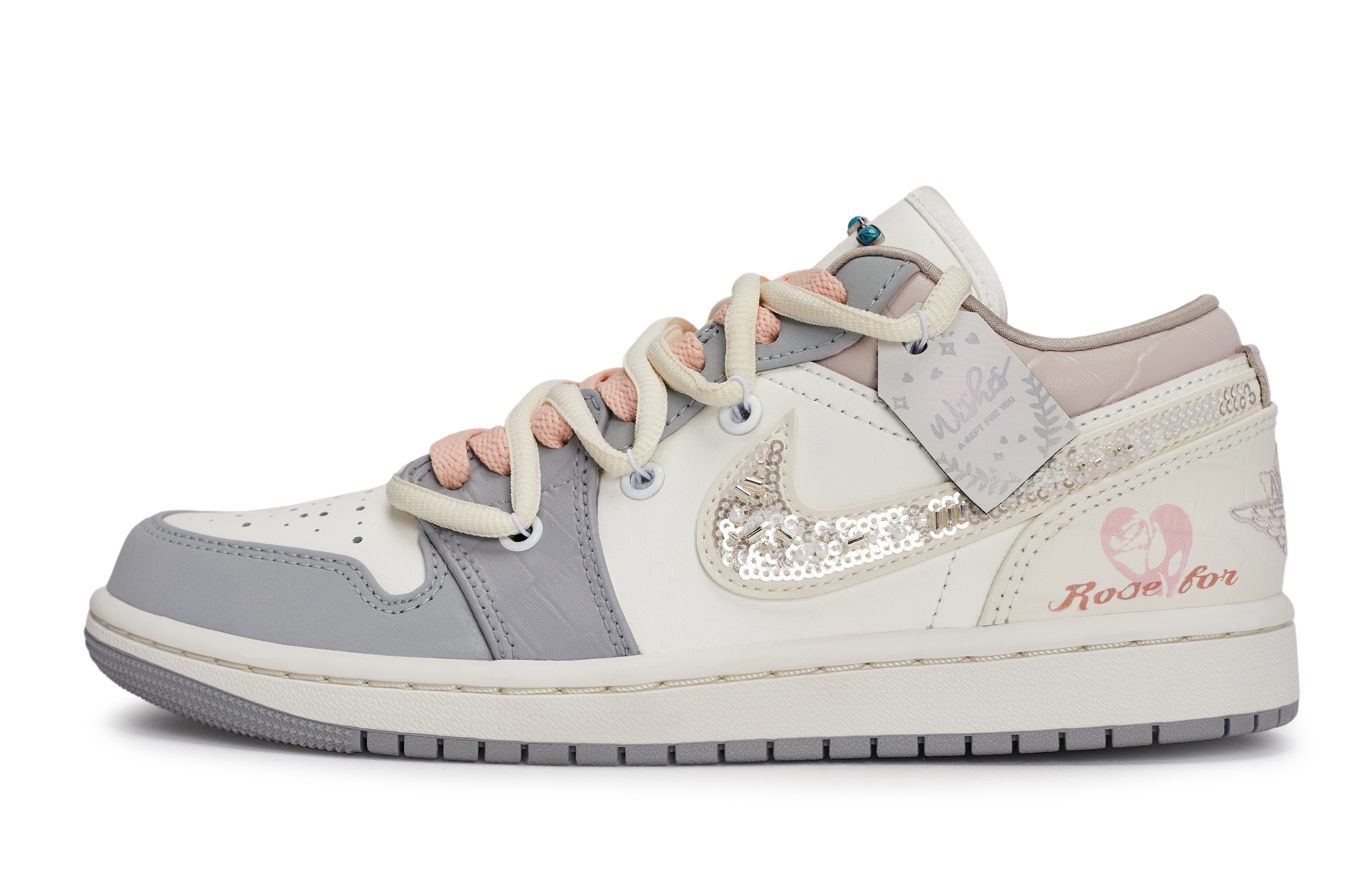 Jordan Air Jordan 1 Vintage Basketball Shoes Unisex Low top Gray/White/Pink