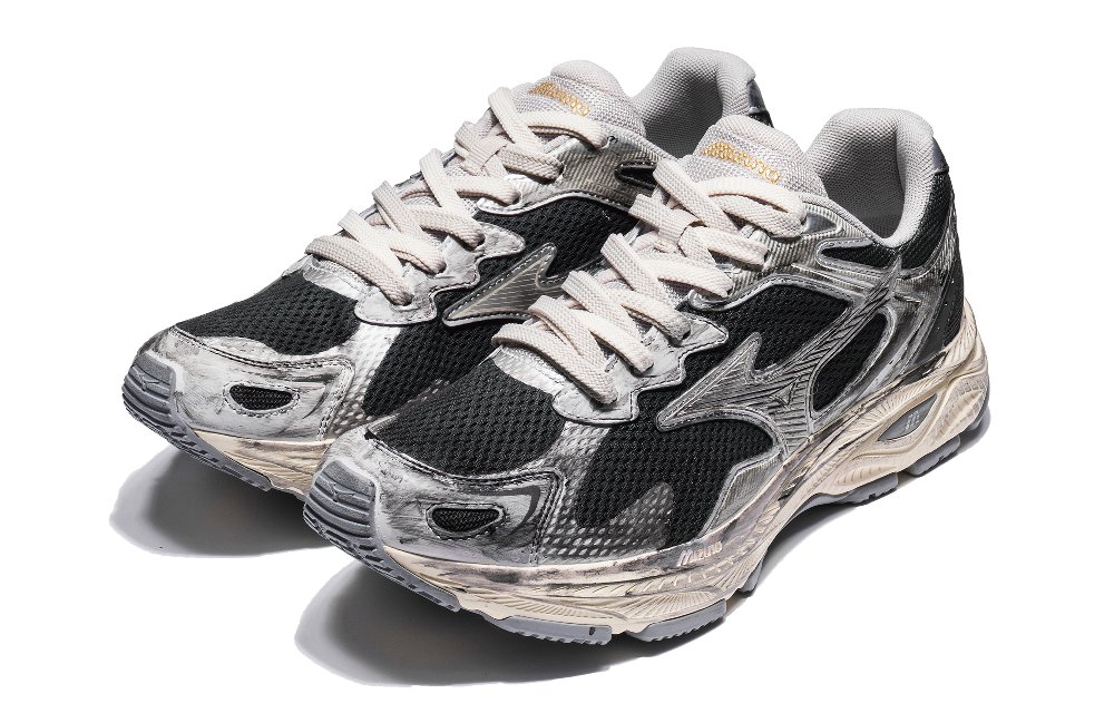 Mizuno Racer S Abrasion-Resistant Low-Top Casual Running Shoes Unisex Black Silver