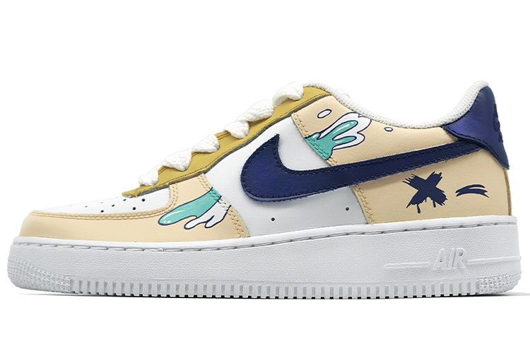 Nike Air Force 1 Air Force 1 Anti Slip Wear Resistant Low Top Skateboard Shoes Women's Yellow Blue Green