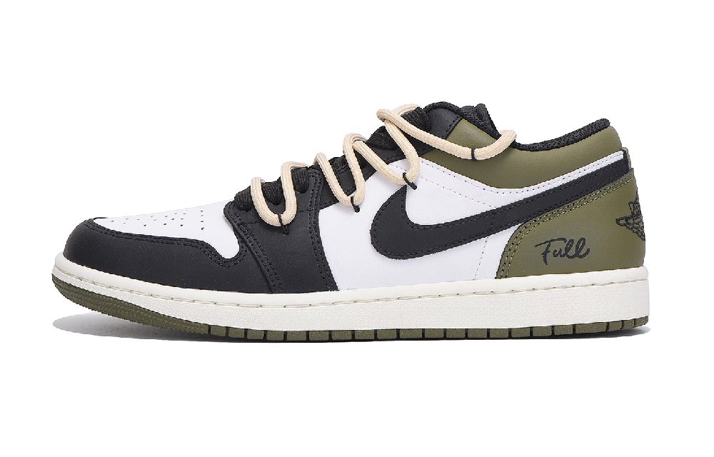 Jordan Air Jordan 1 Anti-Slip Wear-Resistant Low-Top Vintage Basketball Shoes Unisex Black Green