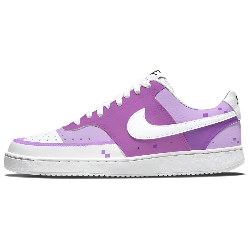 Nike Court Vision 1 Purple Jade Wheat, Pixel Esports Abrasion Resistant Low top Skateboard Shoes Unisex White Purple