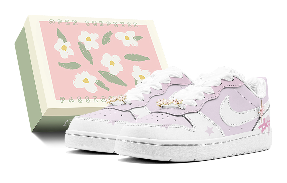 Nike Court Borough Low Top Skateboard Shoes GS Pink Purple