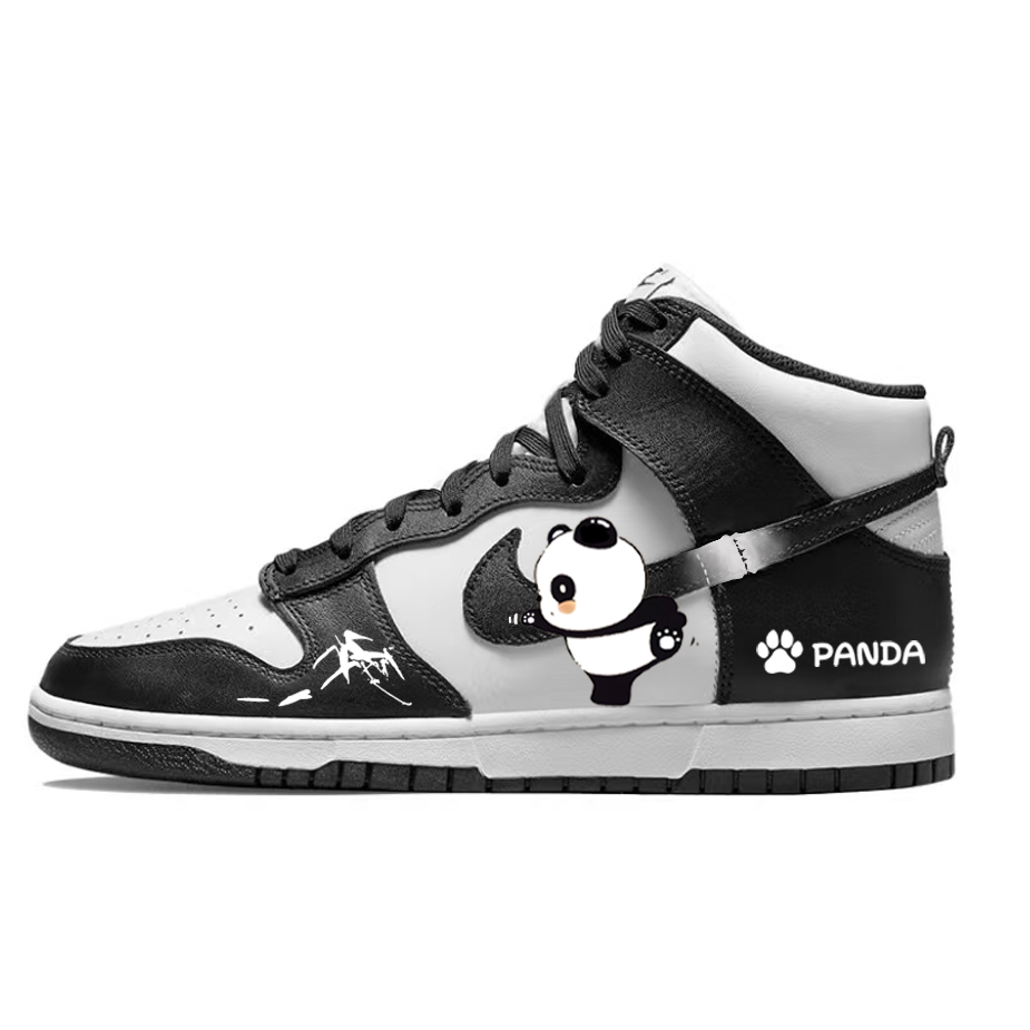 Nike Dunk Slip Resistant Abrasion Resistant High top Skateboard Shoes Unisex Black White