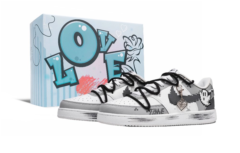 Nike Court Vision 1 Digital Ghost, Box Anti Slip Wear Resistant Low Top Skateboard Shoes Unisex Black White Gray