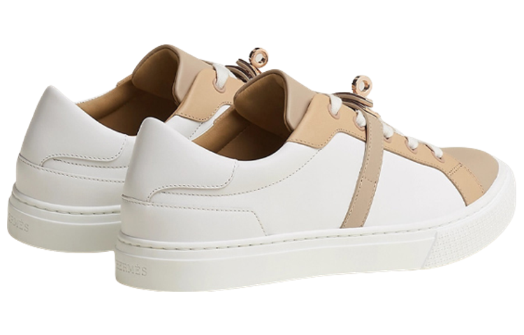 HERMES Stylish Skateboarding Shoes Women's White Umber