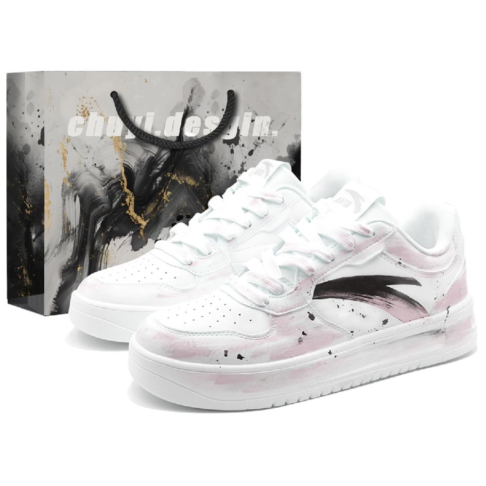 Anta Life Collection Anti Slip Wear Resistant Low Top Skateboard Shoes Men's White