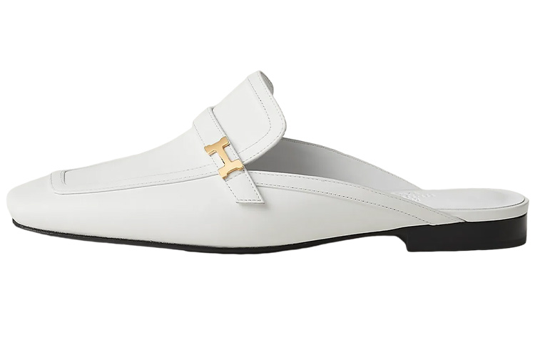 HERMES Groupie Closed Toe Slippers Women's White