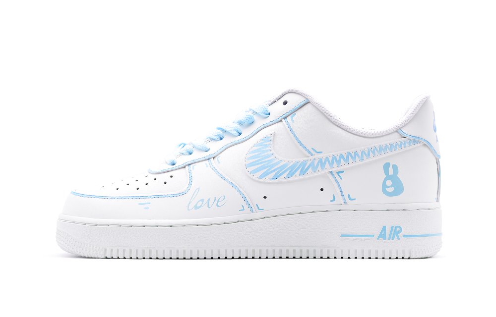 Nike Air Force 1 Low Blue Comic Anime Low-Top Skateboard Shoes Men's Blue White