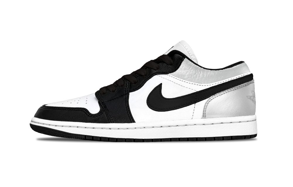 Jordan Air Jordan 1 Quantum Silver Track Abrasion Resistant Low Top Vintage Basketball Shoes Unisex Black Silver
