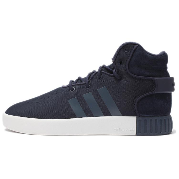 Adidas Originals Tubular Invader Anti Slip Wear Resistant High Top Skateboard Shoes Unisex Blue