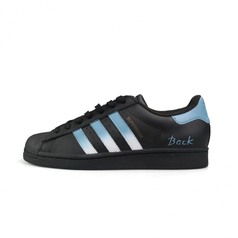 Adidas Originals SUPERSTAR Back To Future Abrasion Resistant Low top Skateboard Shoes Unisex Black Blue