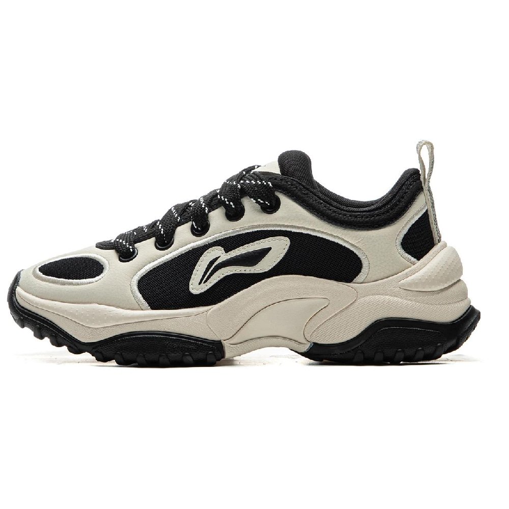 LiNing Cushioning, Abrasion Resistant, Height Increasing Low Top Casual Shoes Women's Black Beige