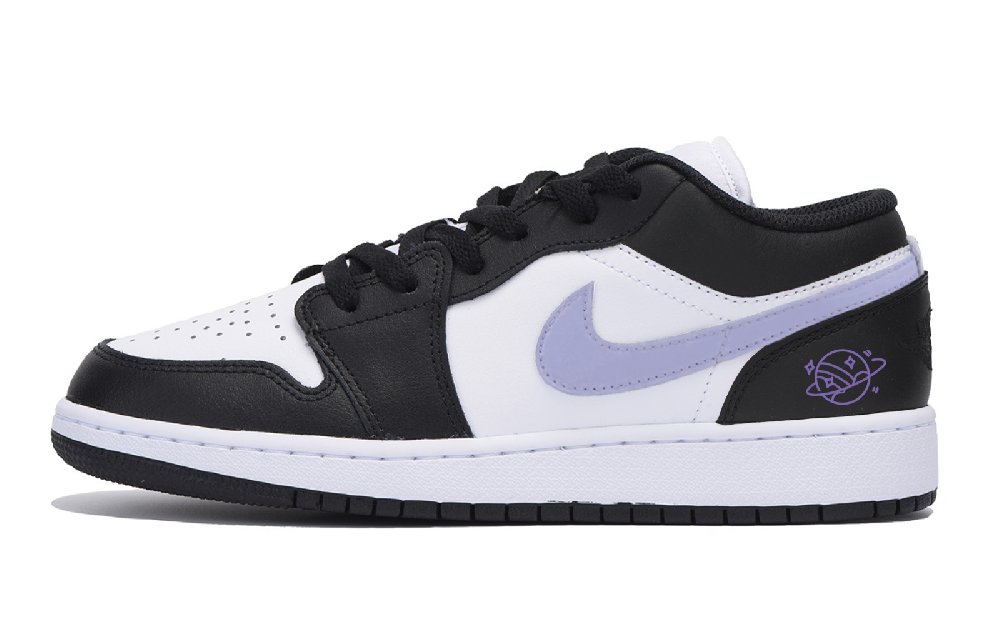 Jordan Air Jordan 1 Wear-Resistant Low-Top Vintage Basketball Shoes Men's Black Purple
