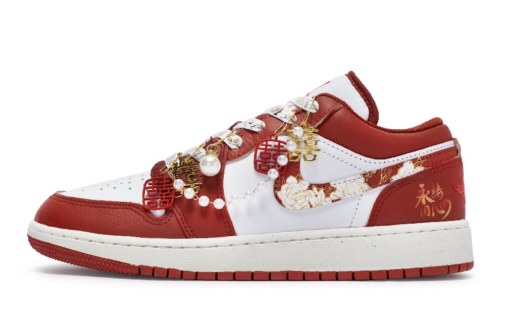 Jordan Air Jordan 1 811 Manufacturing, United In Heart And Mind Low Top Vintage Basketball Shoes Women's Red White Gold