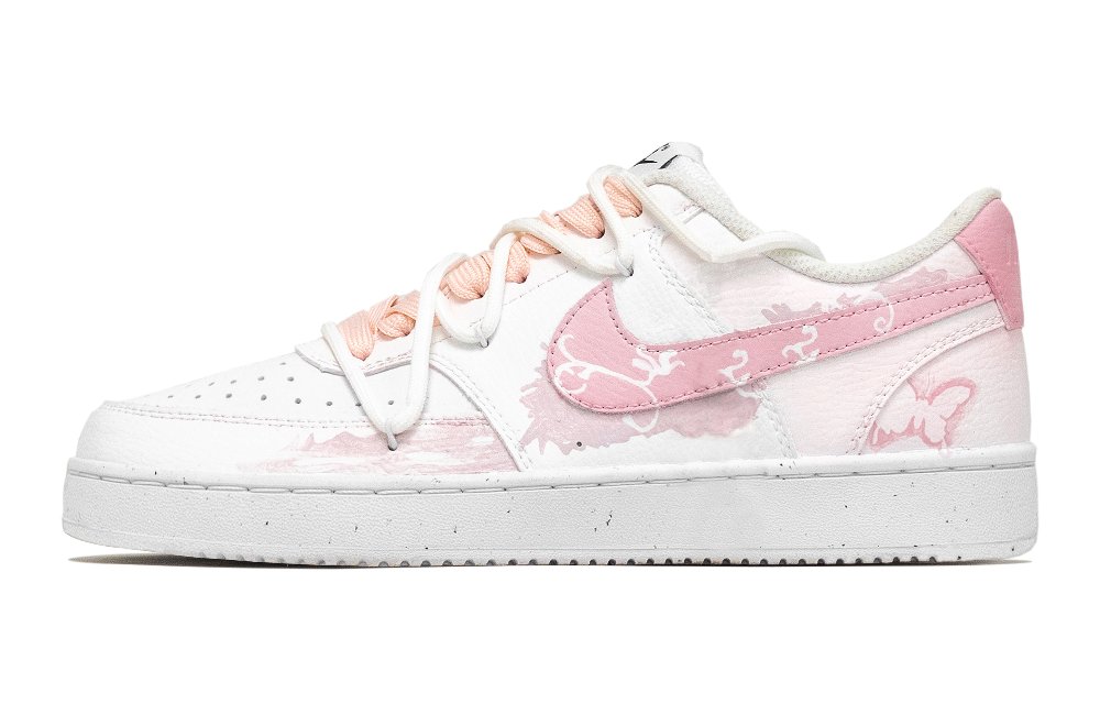 Nike Court Vision 1 Butterfly Loves Flower Stream Slip Resistant Cushioning Low Top Skateboard Shoes Men's White