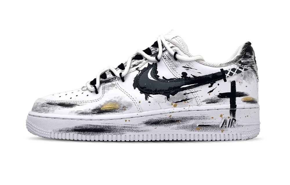 Nike Air Force 1 Abrasion Resistant Low Top Skateboard Shoes Men's Black White