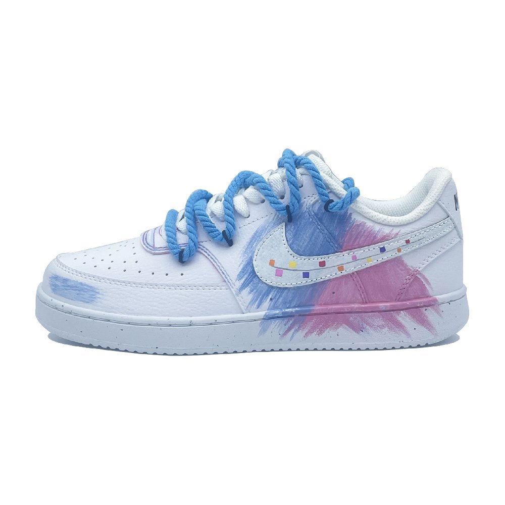 Nike Court Vision 1 Slip Resistant Cushioning Abrasion Resistant Low Top Skateboard Shoes Men's White Blue