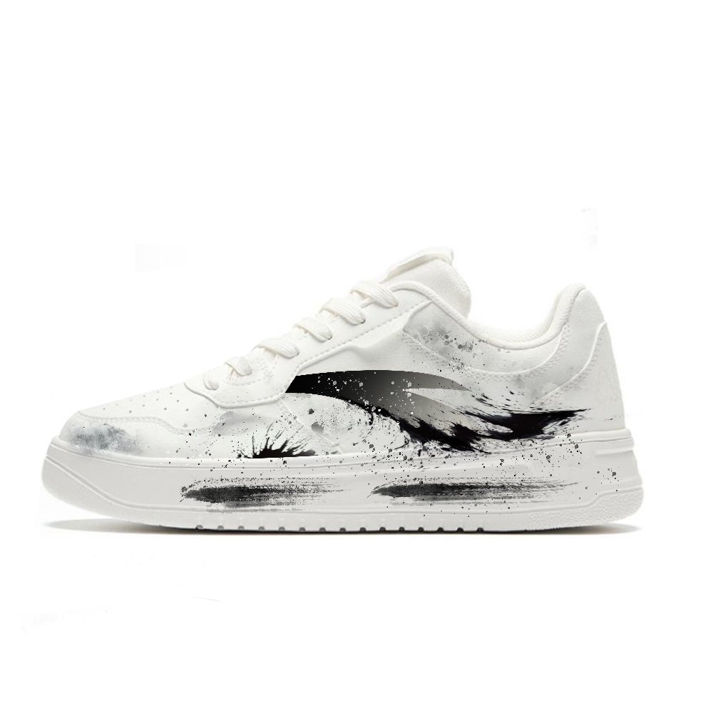 Anta Relaxed Slip Resistant, Lightweight, And Breathable Low Top Skateboard Shoes Men's White Black