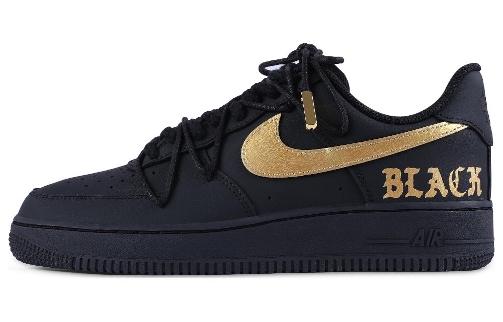Nike Air Force 1 Wear-Resistant Balance Low-Top Skateboard Shoes Unisex Black Gold