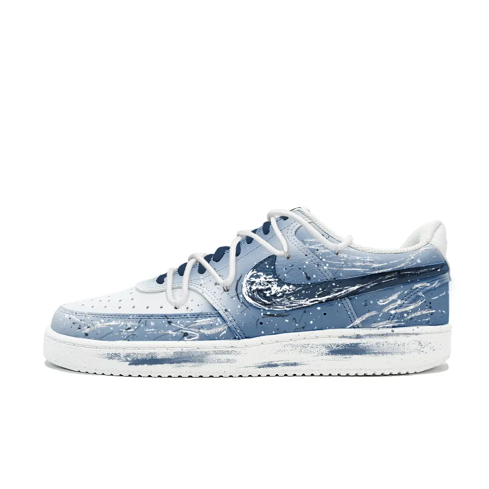Nike Court Vision 1 Chasing Waves Cushioning, Wear Resistant Low Top Skateboard Shoes Men's Blue