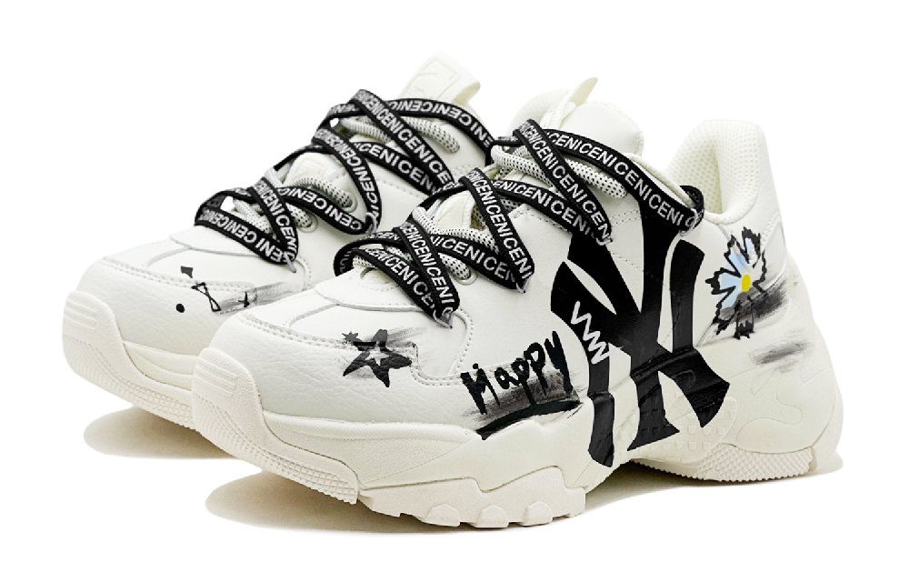 MLB Big Ball Chunky Slip Resistant Low Top Chunky Sneakers Unisex White Black Gray