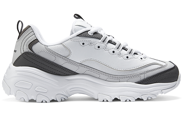 Skechers D'LITES 1.0 Cushioning Wear-Resistant Low-Top Casual Shoes Women's White Gray Black