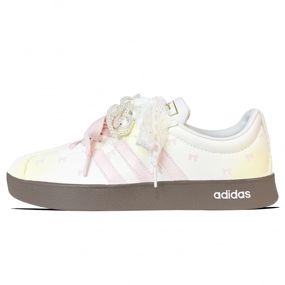 Adidas VL COURT 2.0 Abrasion Resistant Low top Skateboard Shoes Unisex Yellow Pink